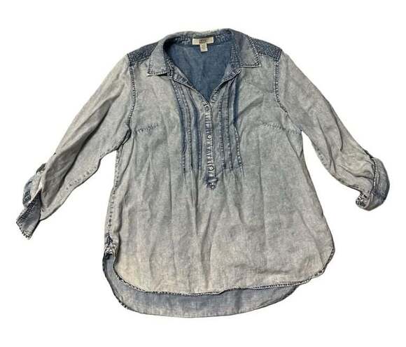 Vintage America Blues Tops - Vintage America Blues Women's Acid Wash Denim Blouse Size L